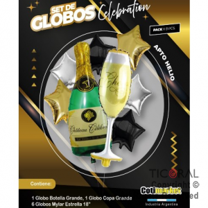 SET DE GLOBOS METALIZADO CELEBRATION 8 UNIDADES X 1